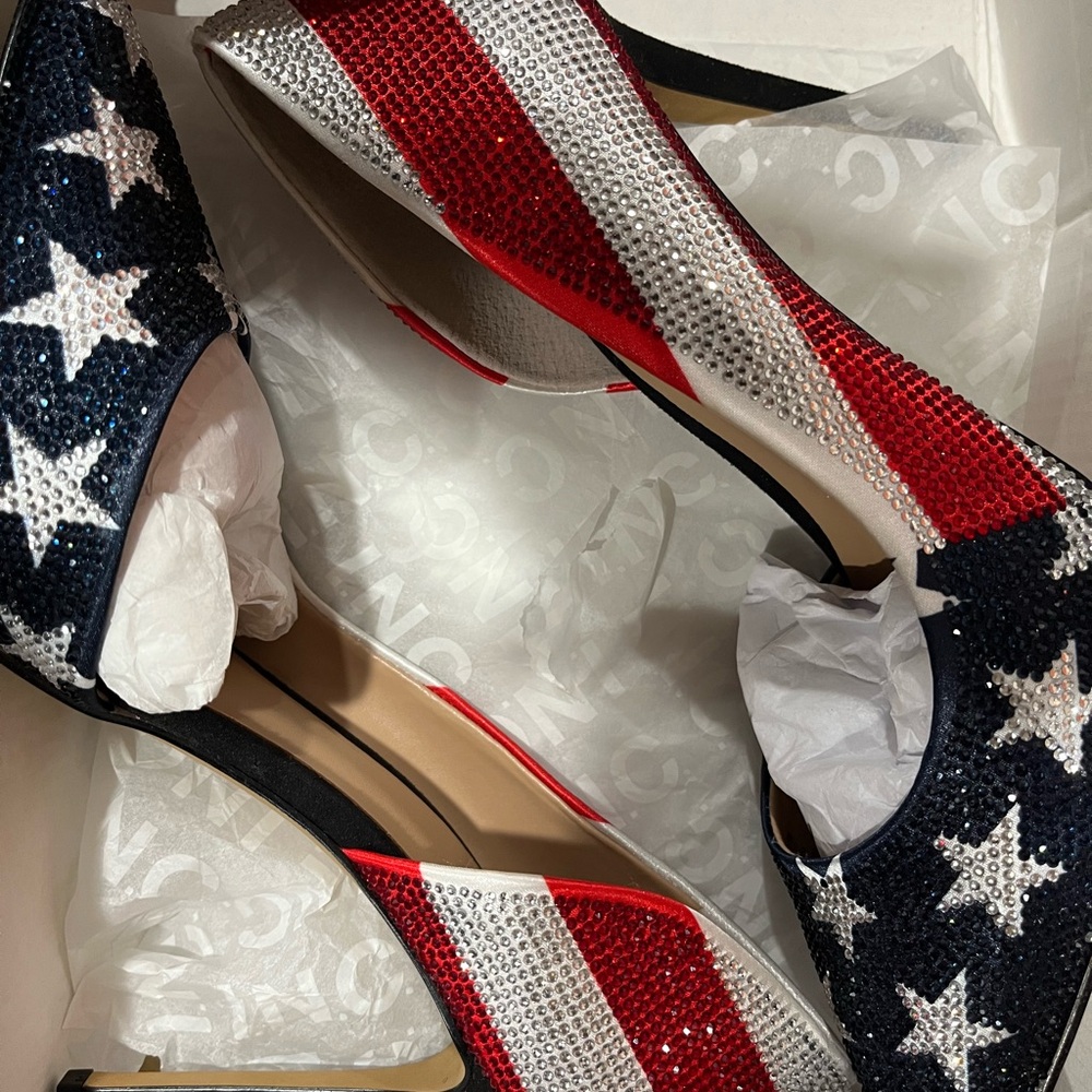 INC International Concepts Patriotic Red, White, and Blue Flag Heels - Picture 12 of 13